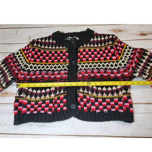 ZARA WOMEN'S COLORFUL CHUNKY KNIT BUTTON DOWN CARDIGAN BLACK--SIZE SMALL - Picture 7 of 9